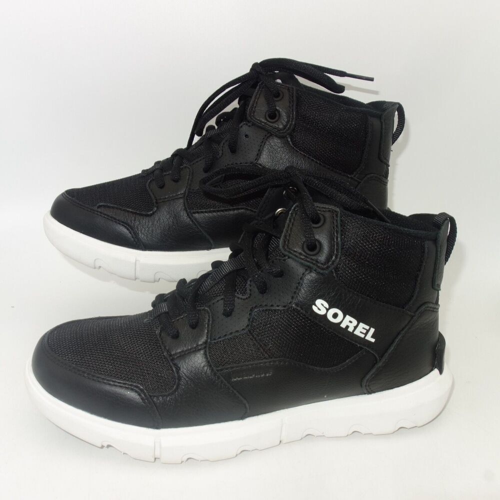 NEW Sorel Men's Size 7  Explorer Sneakers Shoes Mid WP Boots Black Insulated